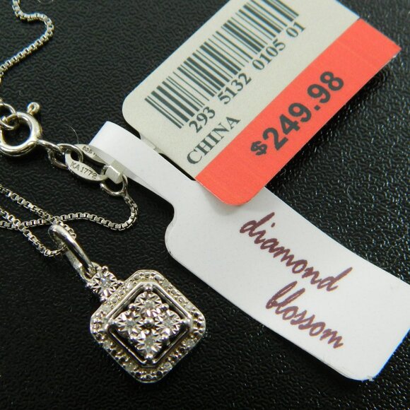 Diamond Blossom Necklace Diamonds set in Sterling Silver appx 1/20ctw - Picture 2 of 8